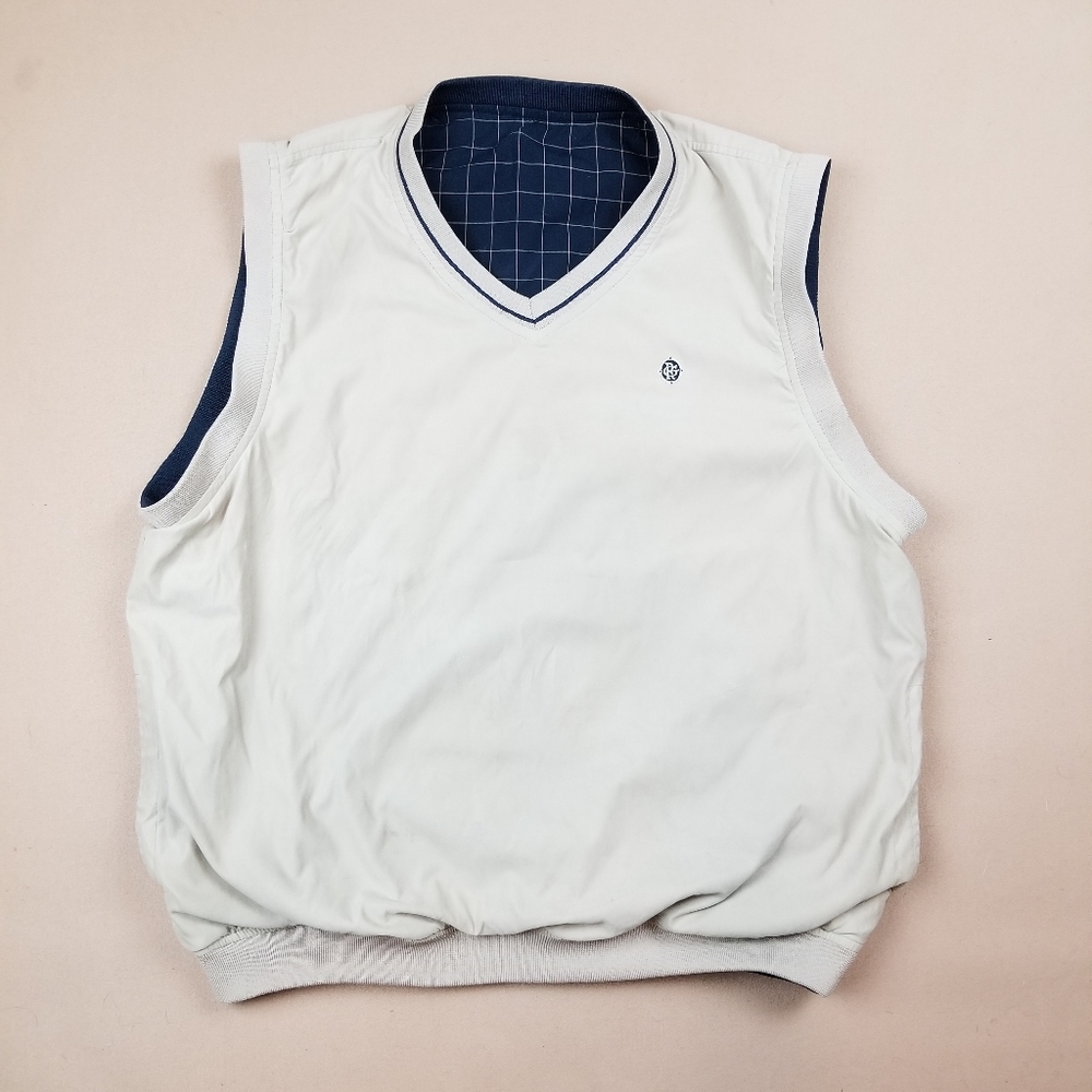 VTG 90's 00's Golf Reversible Tan / Navy Blue Chec